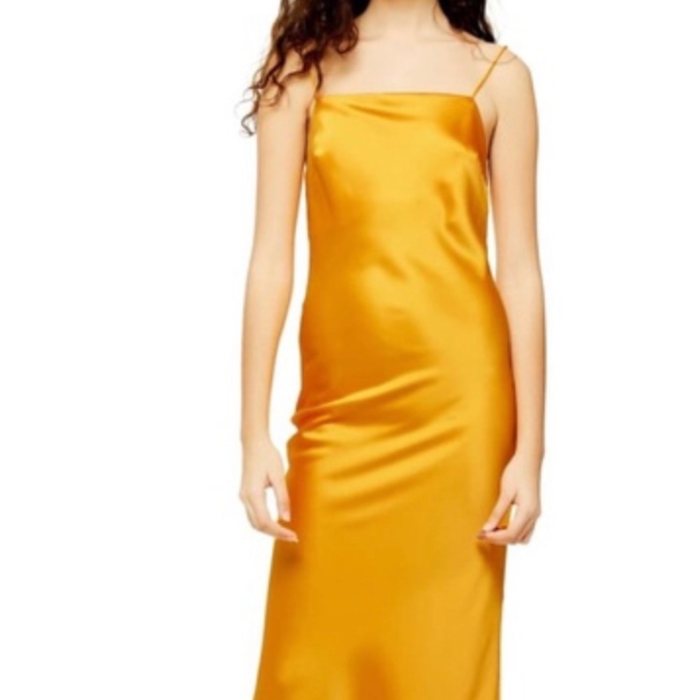 Silk yellow midi dress from Topshop